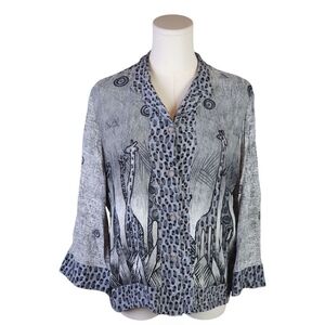 Vintage Sea Suns Giraffe Print Button-Up Blouse Made in USA Animal Print